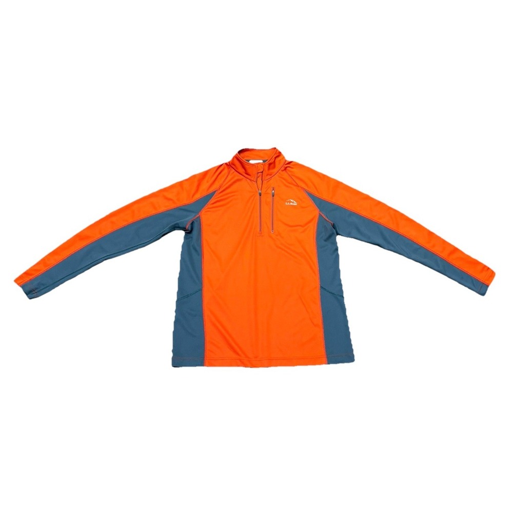 LL Bean Ridge Runner Pullover Nylon Jacket Men's M 1/2 Zip Orange
